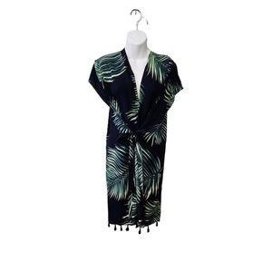 WOMENS pareo leaf print swimsuit cover boho asymetrical one size